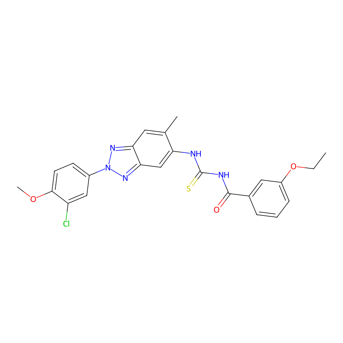 N-[[2-(3-chloro-4-methoxyphenyl)-6-methylbenzotriazol-5-yl]carbamothioyl]-3-ethoxybenzamide molecular structure, CAS 364623-25-6