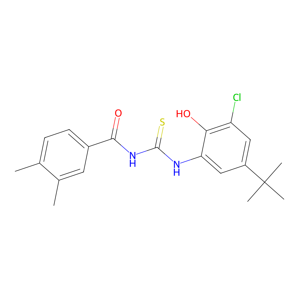 N-[(5-tert-butyl-3-chloro-2-hydroxyphenyl)carbamothioyl]-3,4-dimethylbenzamide molecular structure, CAS 364623-31-4