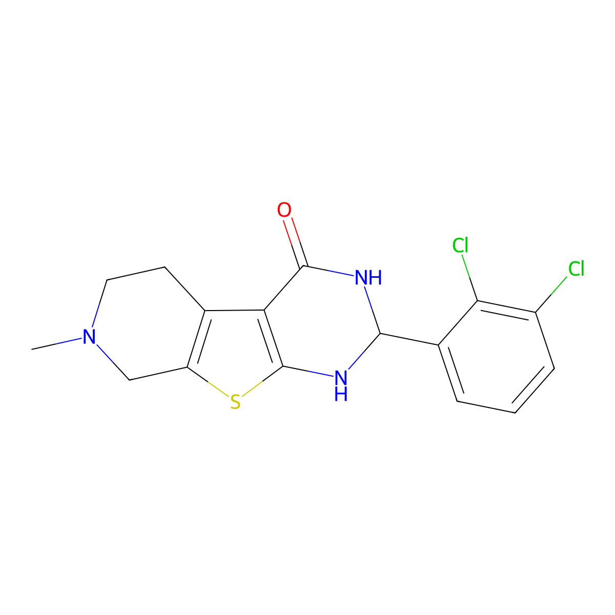 2-(2,3-dichlorophenyl)-7-methyl-2,3,5,6,7,8-hexahydropyrido[4',3':4,5]thieno[2,3-d]pyrimidin-4(1H)-one molecular structure, CAS 364623-36-9