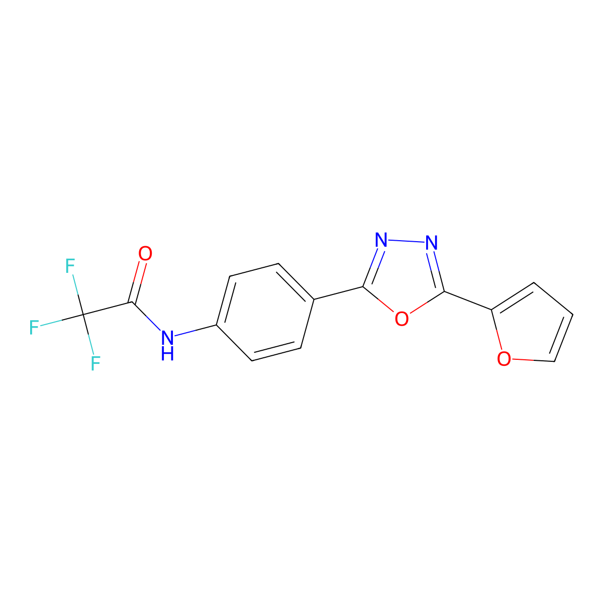2,2,2-trifluoro-N-[4-[5-(furan-2-yl)-1,3,4-oxadiazol-2-yl]phenyl]acetamide molecular structure, CAS 364623-41-6
