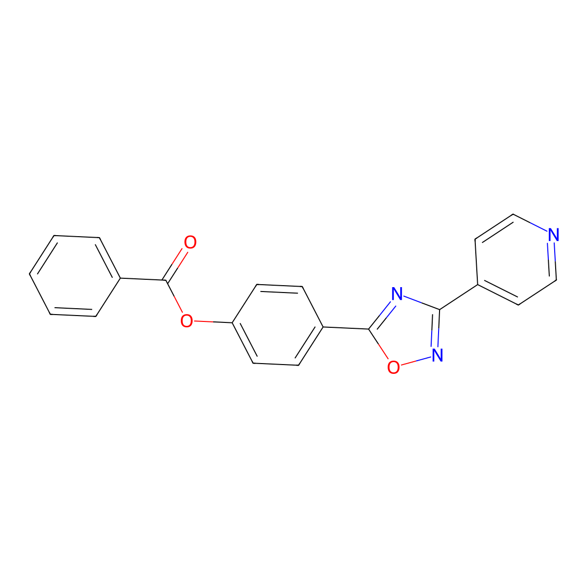 4-[3-(Pyridin-4-yl)-1,2,4-oxadiazol-5-yl]phenyl benzoate molecular structure, CAS 364623-43-8