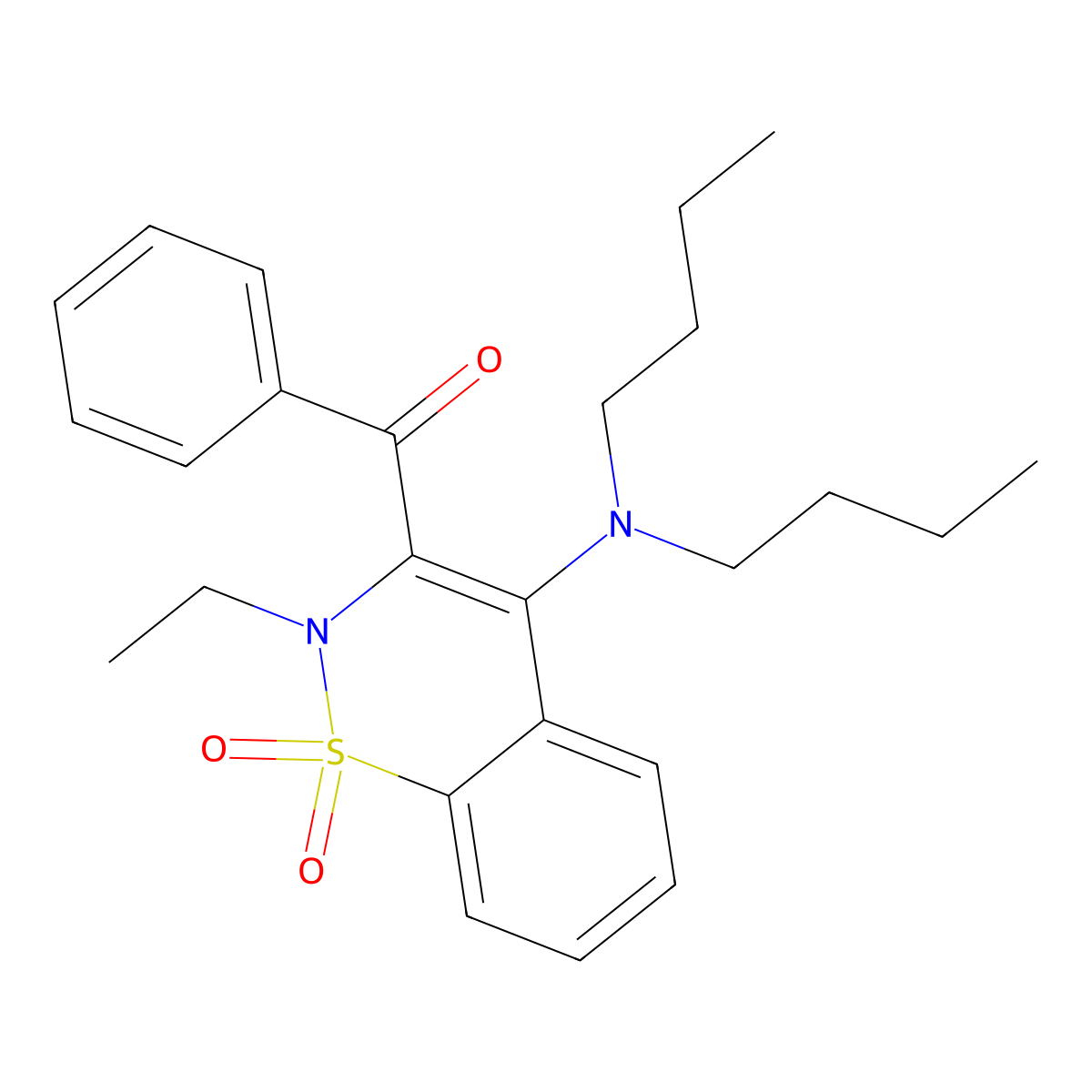 [4-(dibutylamino)-2-ethyl-1,1-dioxido-2H-1,2-benzothiazin-3-yl](phenyl)methanone molecular structure, CAS 364623-45-0