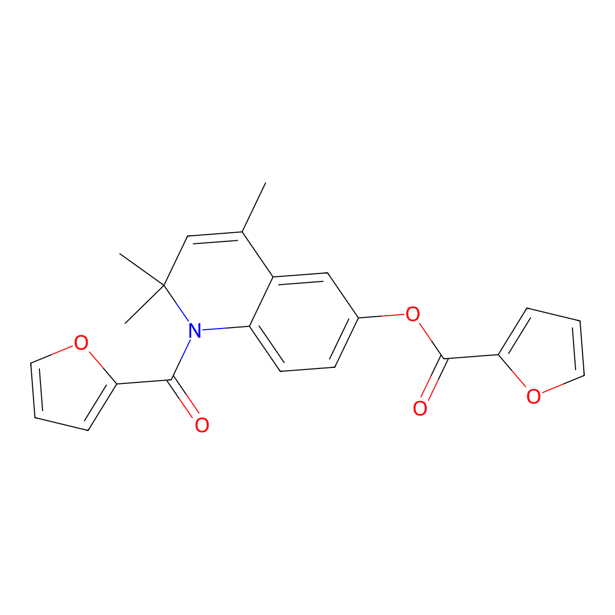 1-(Furan-2-carbonyl)-2,2,4-trimethyl-1,2-dihydroquinolin-6-YL furan-2-carboxylate molecular structure, CAS 364623-51-8