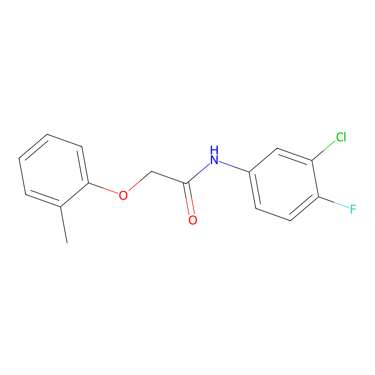 N-(3-chloro-4-fluorophenyl)-2-(2-methylphenoxy)acetamide molecular structure, CAS 364623-57-4