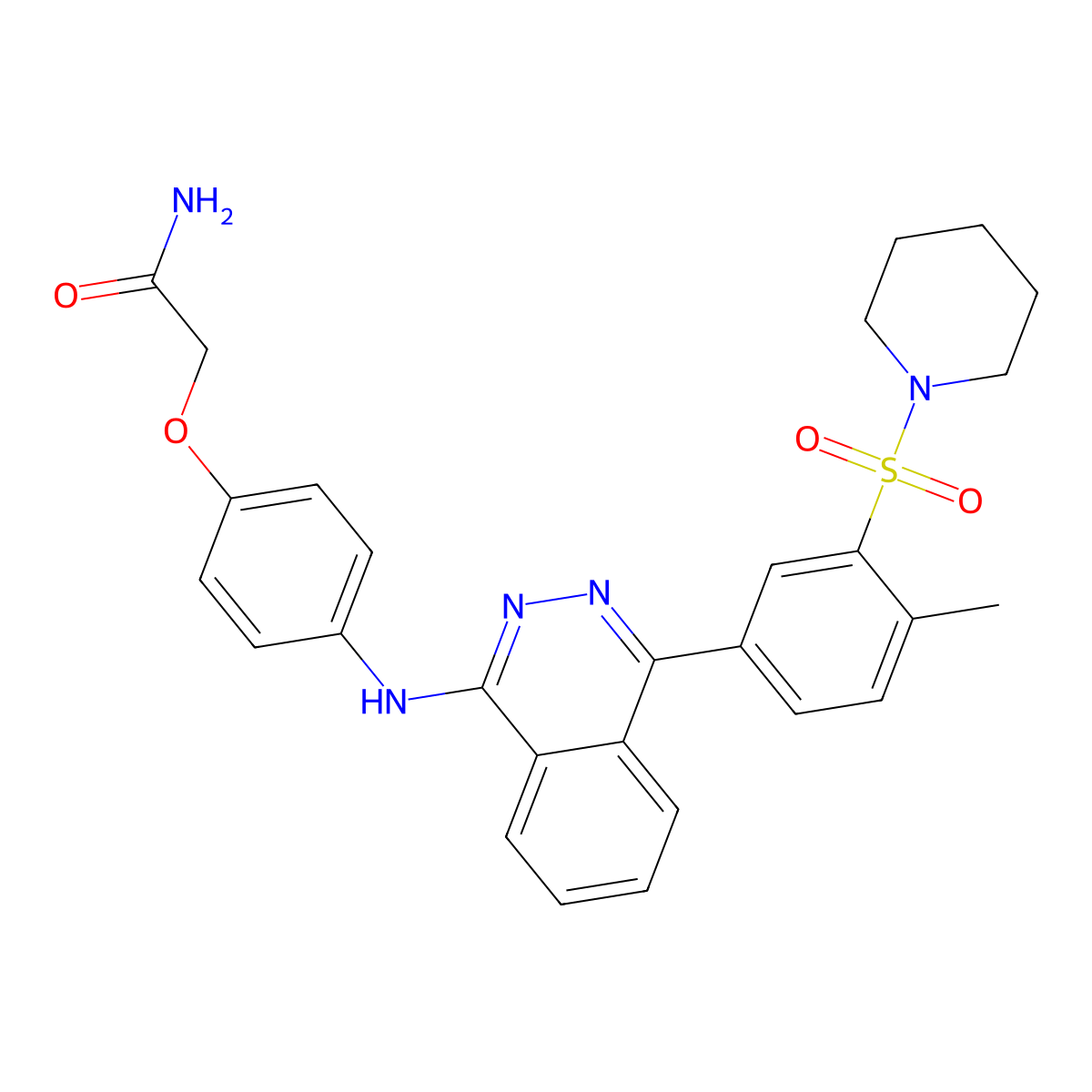 2-[4-[[4-(4-Methyl-3-piperidin-1-ylsulfonylphenyl)phthalazin-1-yl]amino]phenoxy]acetamide molecular structure, CAS 364623-61-0