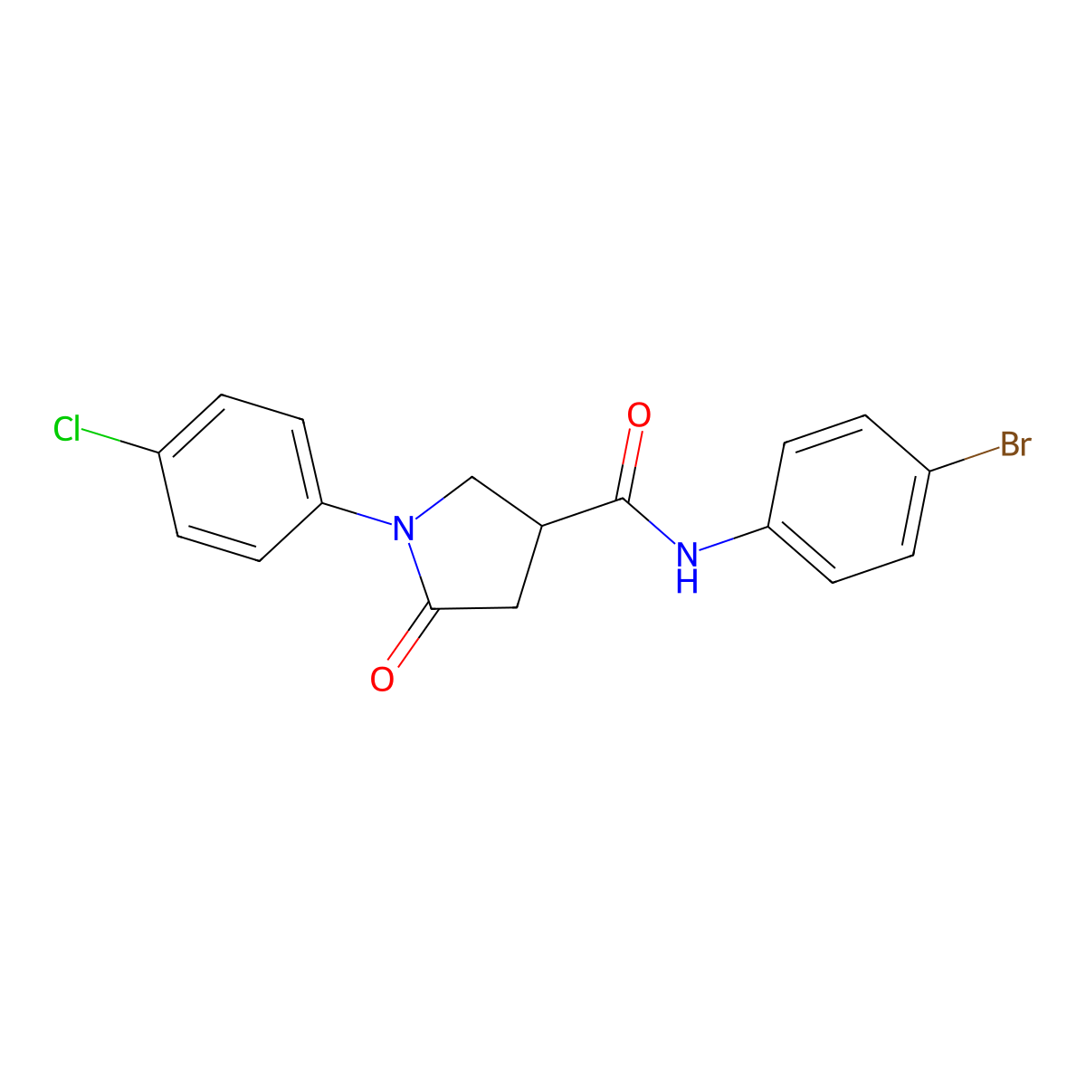 N-(4-bromophenyl)-1-(4-chlorophenyl)-5-oxopyrrolidine-3-carboxamide molecular structure, CAS 364623-79-0