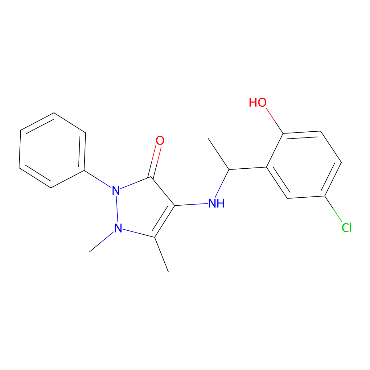 4-{[1-(5-chloro-2-hydroxyphenyl)ethyl]amino}-1,5-dimethyl-2-phenyl-1,2-dihydro-3H-pyrazol-3-one molecular structure, CAS 364623-87-0