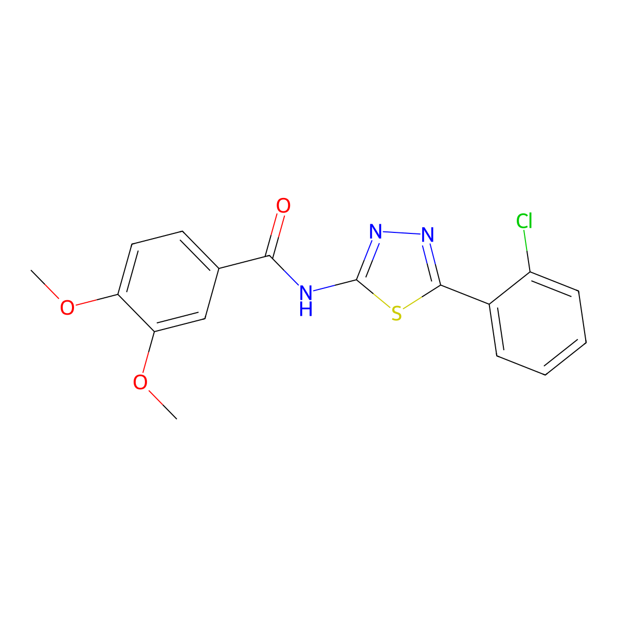 N-[5-(2-chlorophenyl)-1,3,4-thiadiazol-2-yl]-3,4-dimethoxybenzamide molecular structure, CAS 364623-91-6