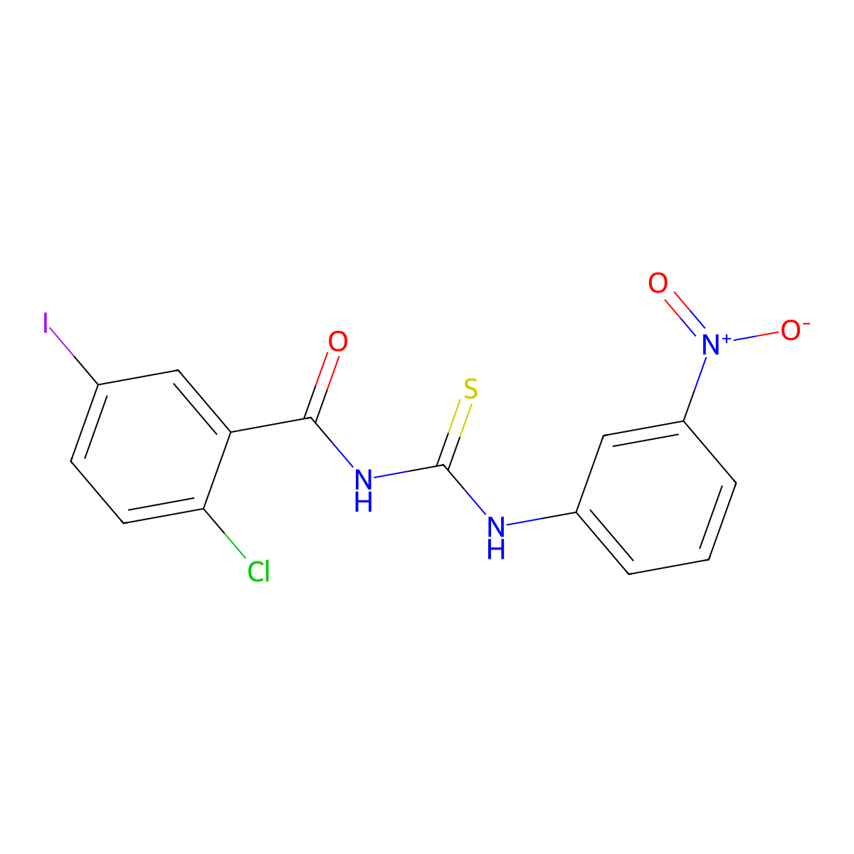 2-chloro-5-iodo-N-[(3-nitrophenyl)carbamothioyl]benzamide molecular structure, CAS 364623-96-1
