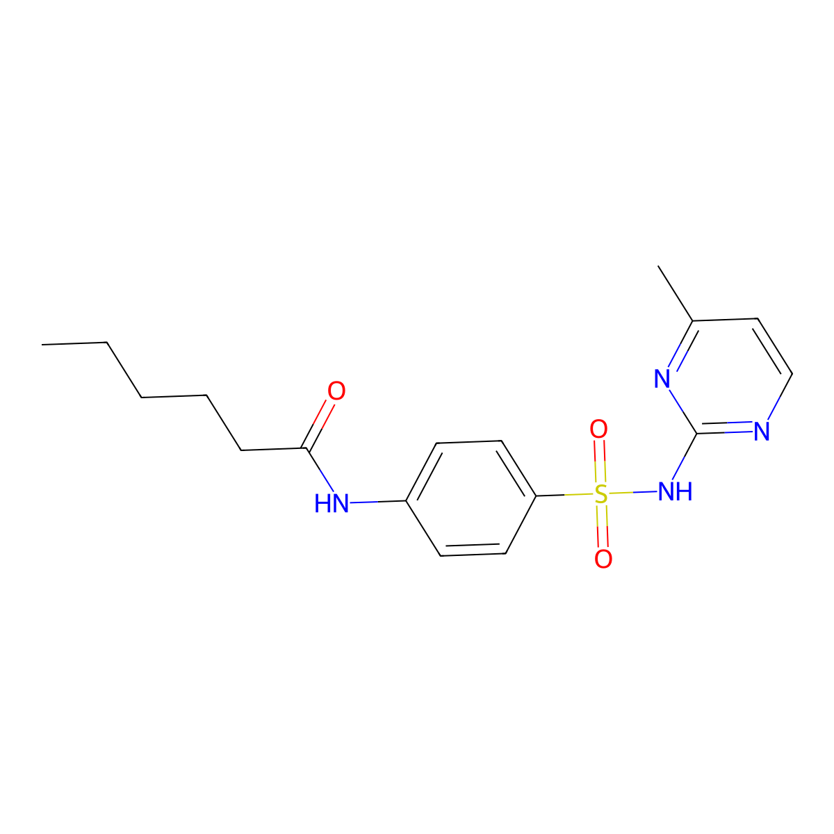 N-{4-[(4-methylpyrimidin-2-yl)sulfamoyl]phenyl}hexanamide molecular structure, CAS 364624-04-4