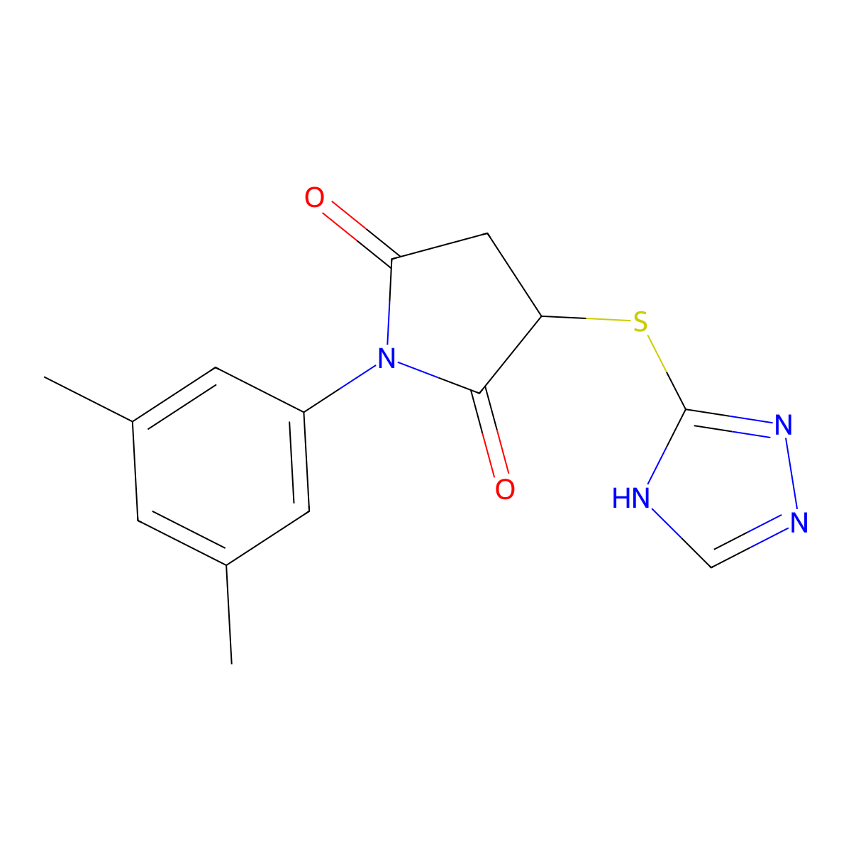 1-(3,5-dimethylphenyl)-3-(1H-1,2,4-triazol-5-ylthio)pyrrolidine-2,5-dione molecular structure, CAS 364624-08-8