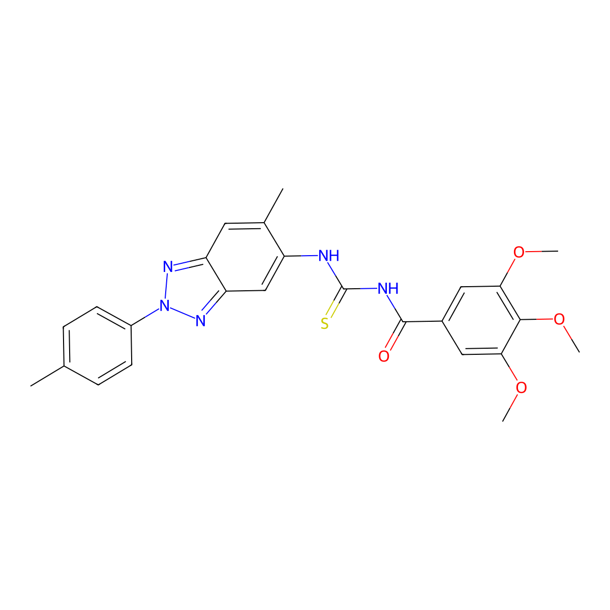 3,4,5-trimethoxy-N-{[6-methyl-2-(4-methylphenyl)-2H-benzotriazol-5-yl]carbamothioyl}benzamide molecular structure, CAS 364624-55-5