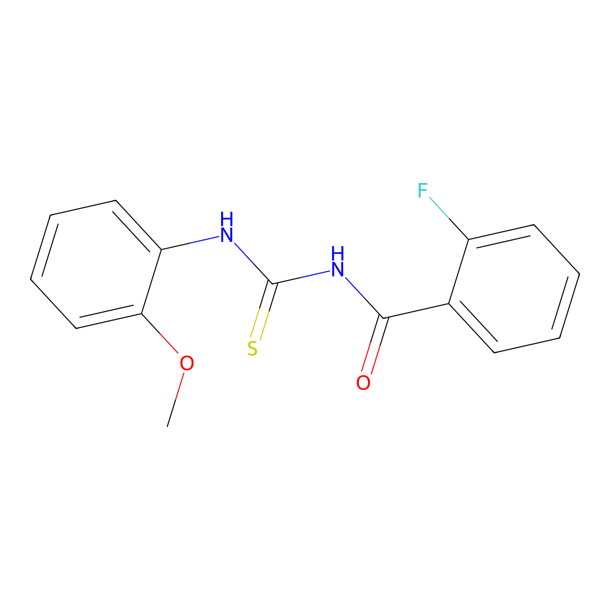 2-fluoro-N-[(2-methoxyphenyl)carbamothioyl]benzamide molecular structure, CAS 364624-65-7