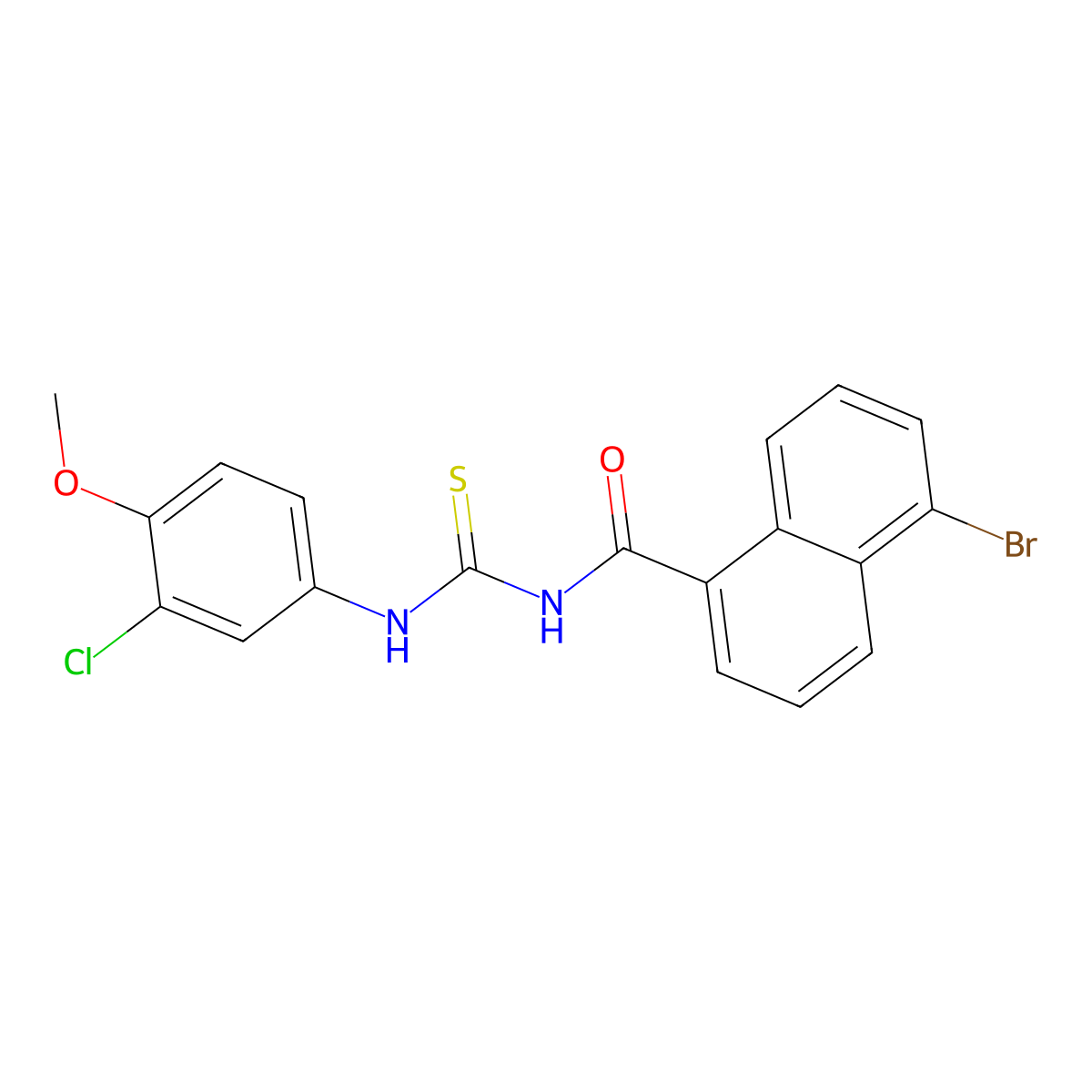 5-bromo-N-[(3-chloro-4-methoxyphenyl)carbamothioyl]naphthalene-1-carboxamide molecular structure, CAS 364624-73-7