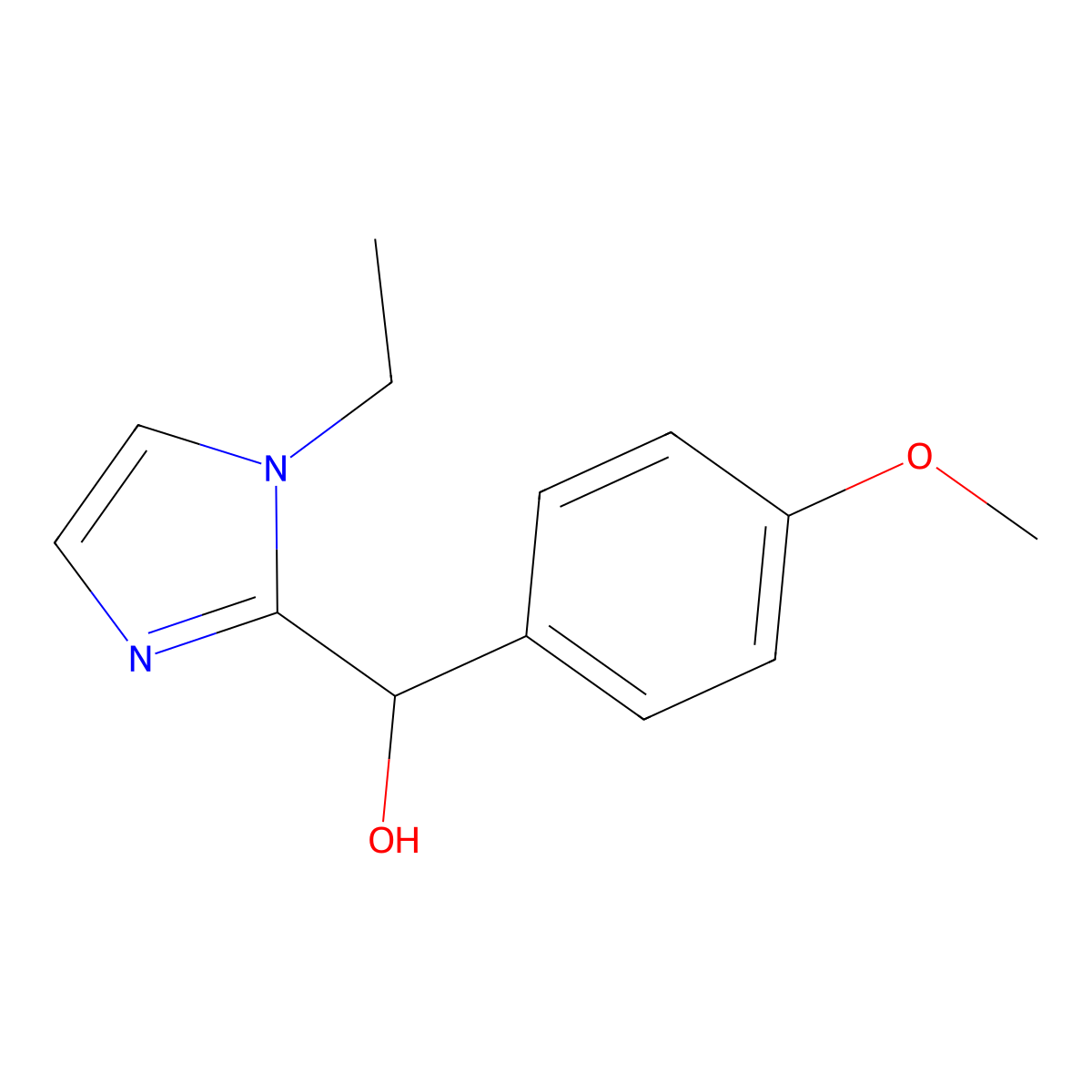 (1-ethyl-1H-imidazol-2-yl)(4-methoxyphenyl)methanol molecular structure, CAS 364624-93-1