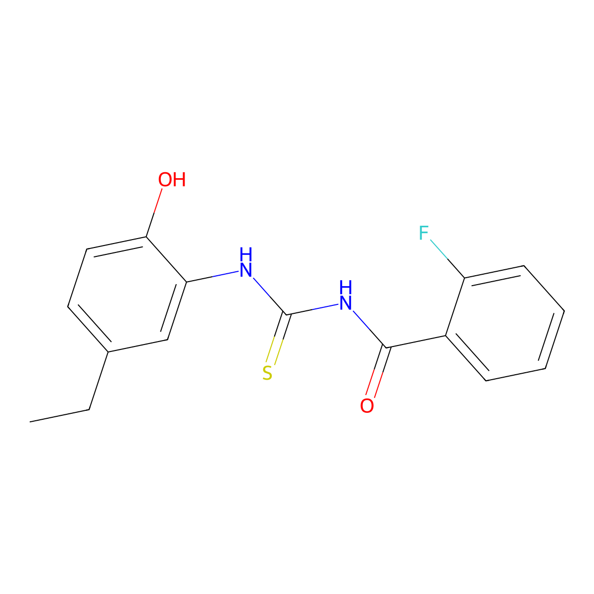 N-[(5-ethyl-2-hydroxyphenyl)carbamothioyl]-2-fluorobenzamide molecular structure, CAS 364625-09-2