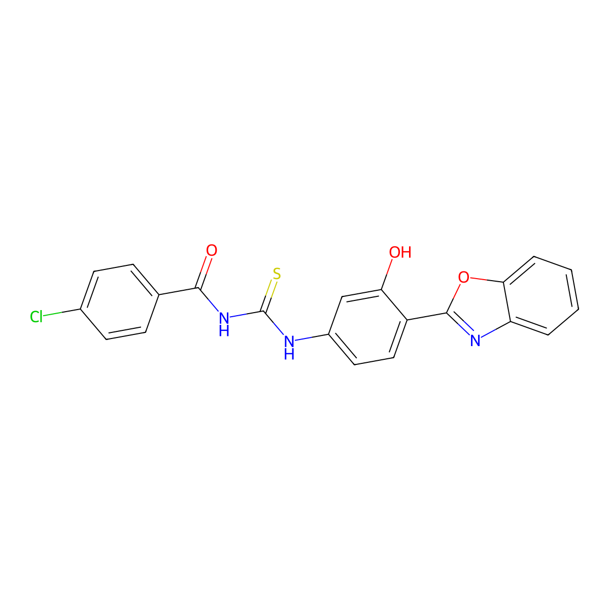 N-{[4-(1,3-benzoxazol-2-yl)-3-hydroxyphenyl]carbamothioyl}-4-chlorobenzamide molecular structure, CAS 364625-18-3