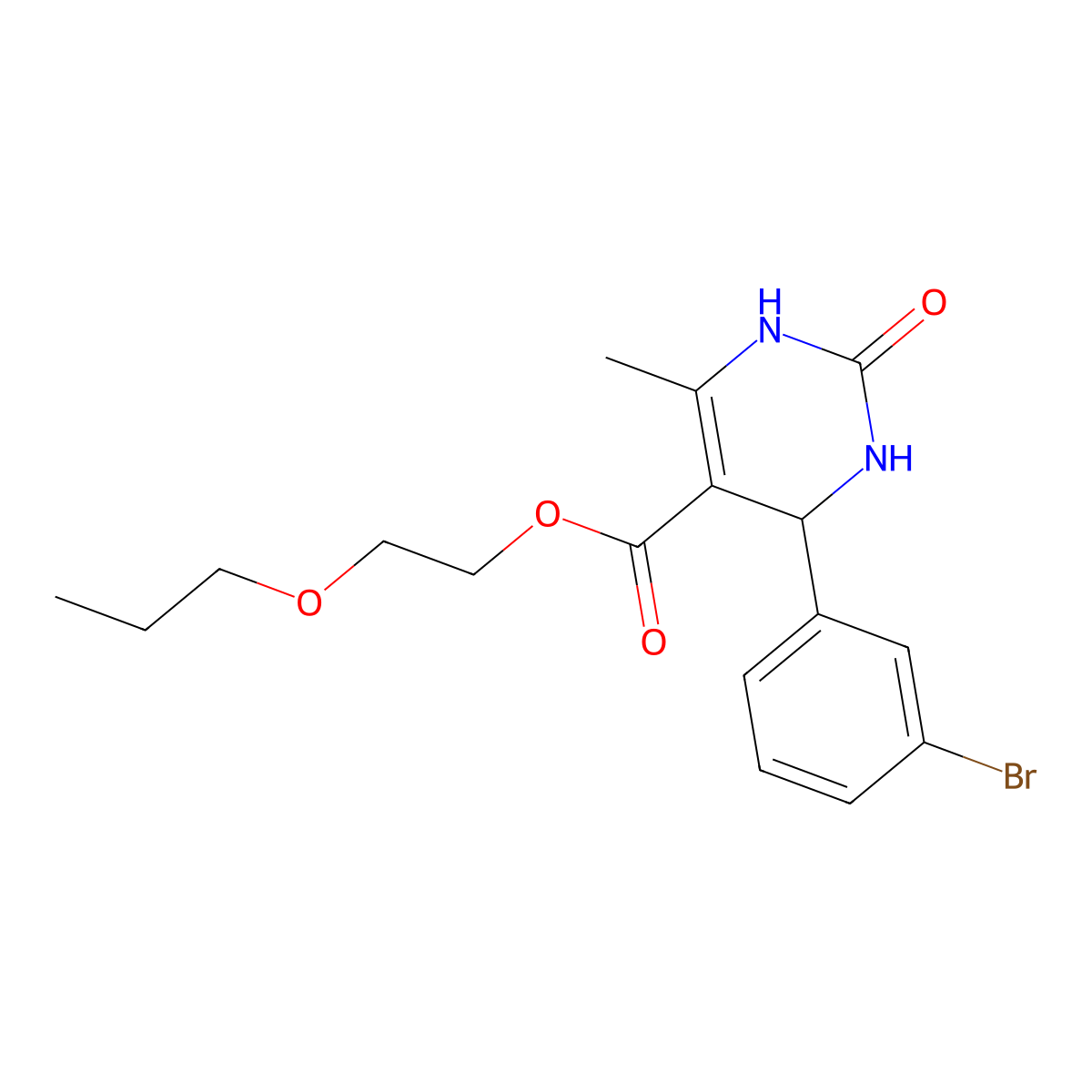 2-Propoxyethyl 4-(3-bromophenyl)-6-methyl-2-oxo-1,2,3,4-tetrahydropyrimidine-5-carboxylate molecular structure, CAS 364625-29-6