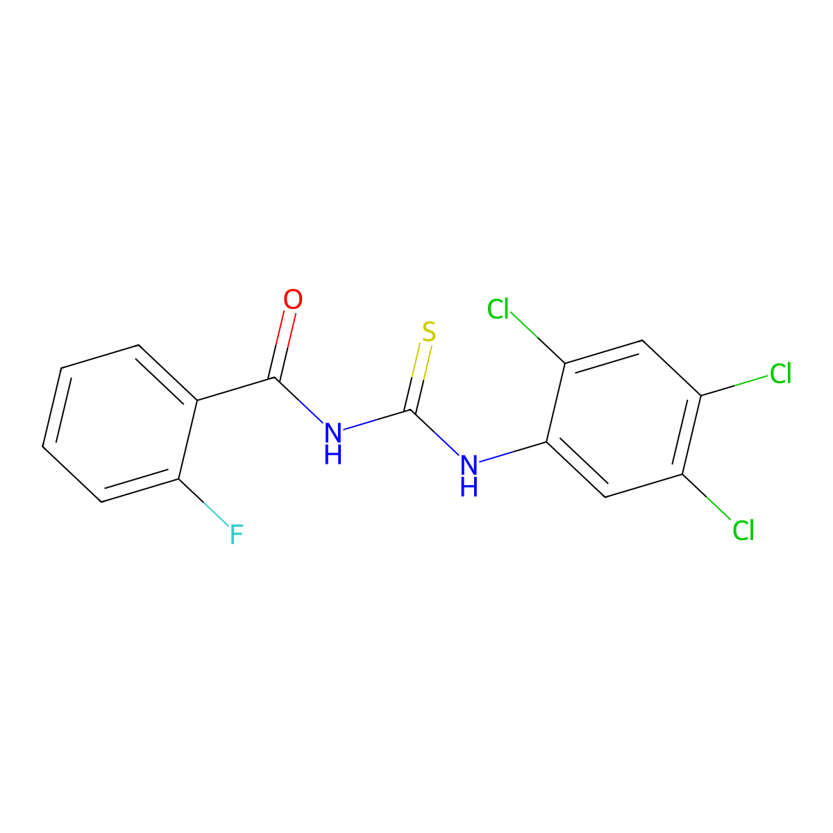 2-fluoro-N-[(2,4,5-trichlorophenyl)carbamothioyl]benzamide molecular structure, CAS 364625-43-4