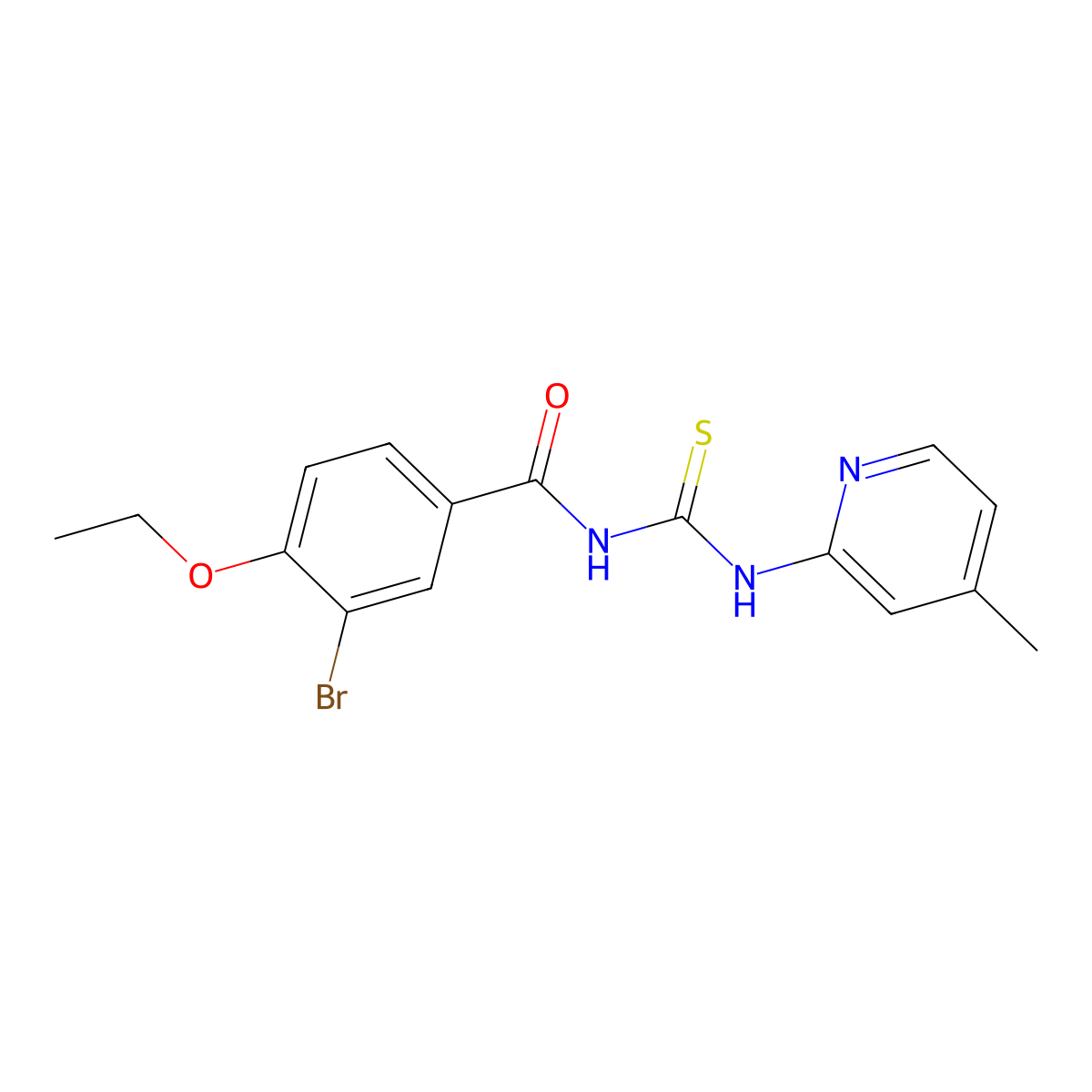 3-bromo-4-ethoxy-N-[(4-methylpyridin-2-yl)carbamothioyl]benzamide molecular structure, CAS 364625-55-8