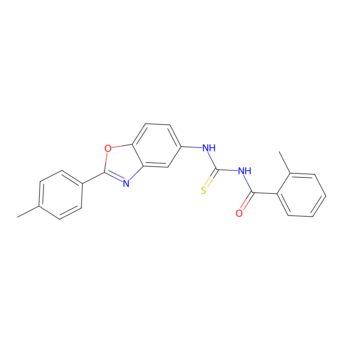 2-methyl-N-[[2-(4-methylphenyl)-1,3-benzoxazol-5-yl]carbamothioyl]benzamide molecular structure, CAS 364625-69-4
