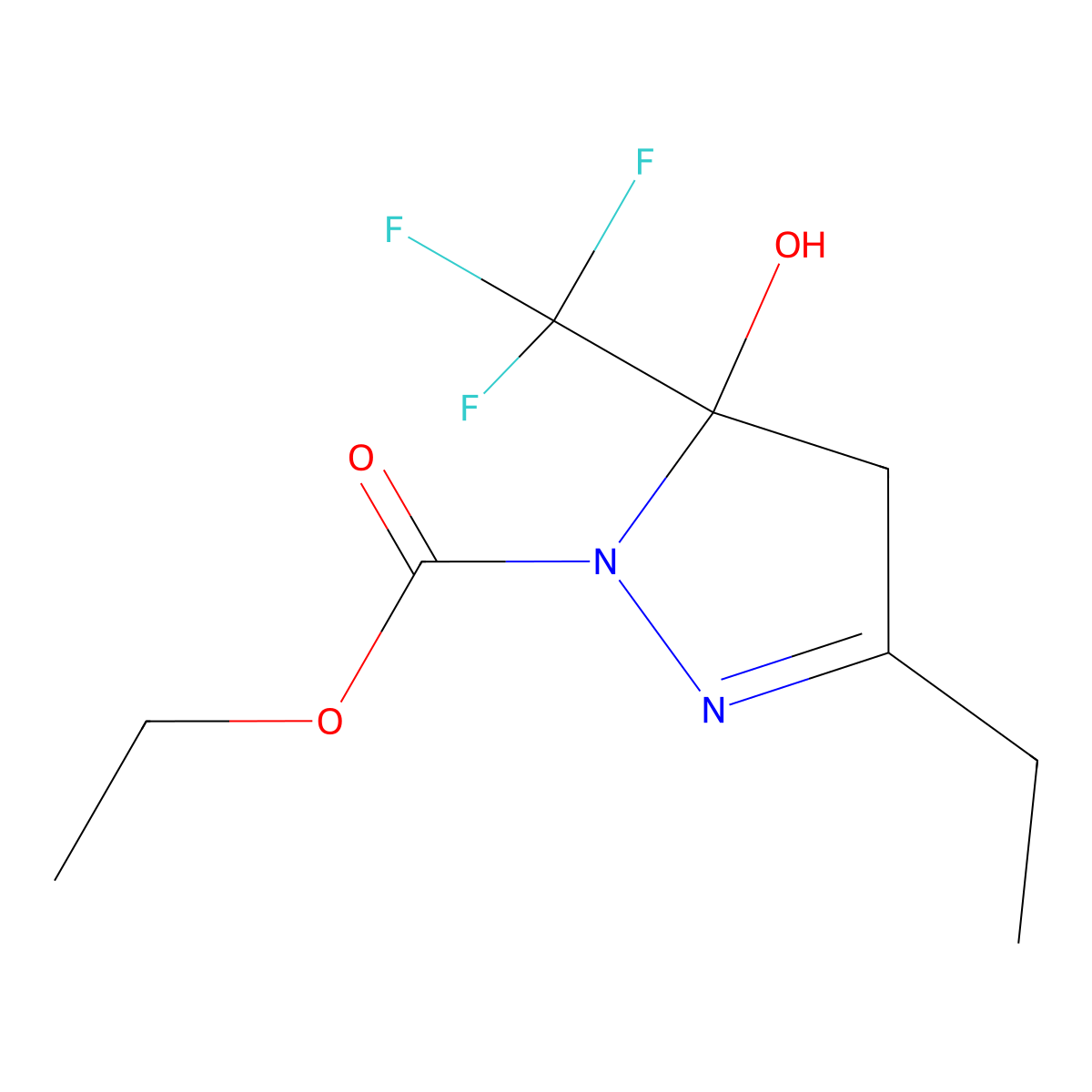 ethyl 3-ethyl-5-hydroxy-5-(trifluoromethyl)-4,5-dihydro-1H-pyrazole-1-carboxylate molecular structure, CAS 364625-80-9