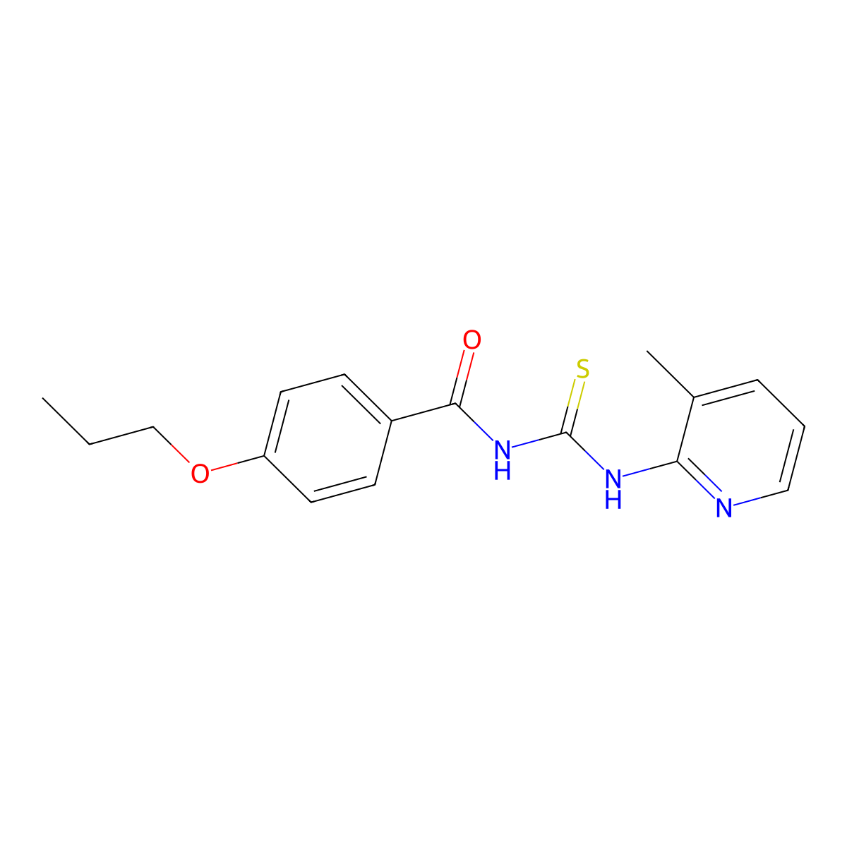 N-[(3-methylpyridin-2-yl)carbamothioyl]-4-propoxybenzamide molecular structure, CAS 364625-83-2