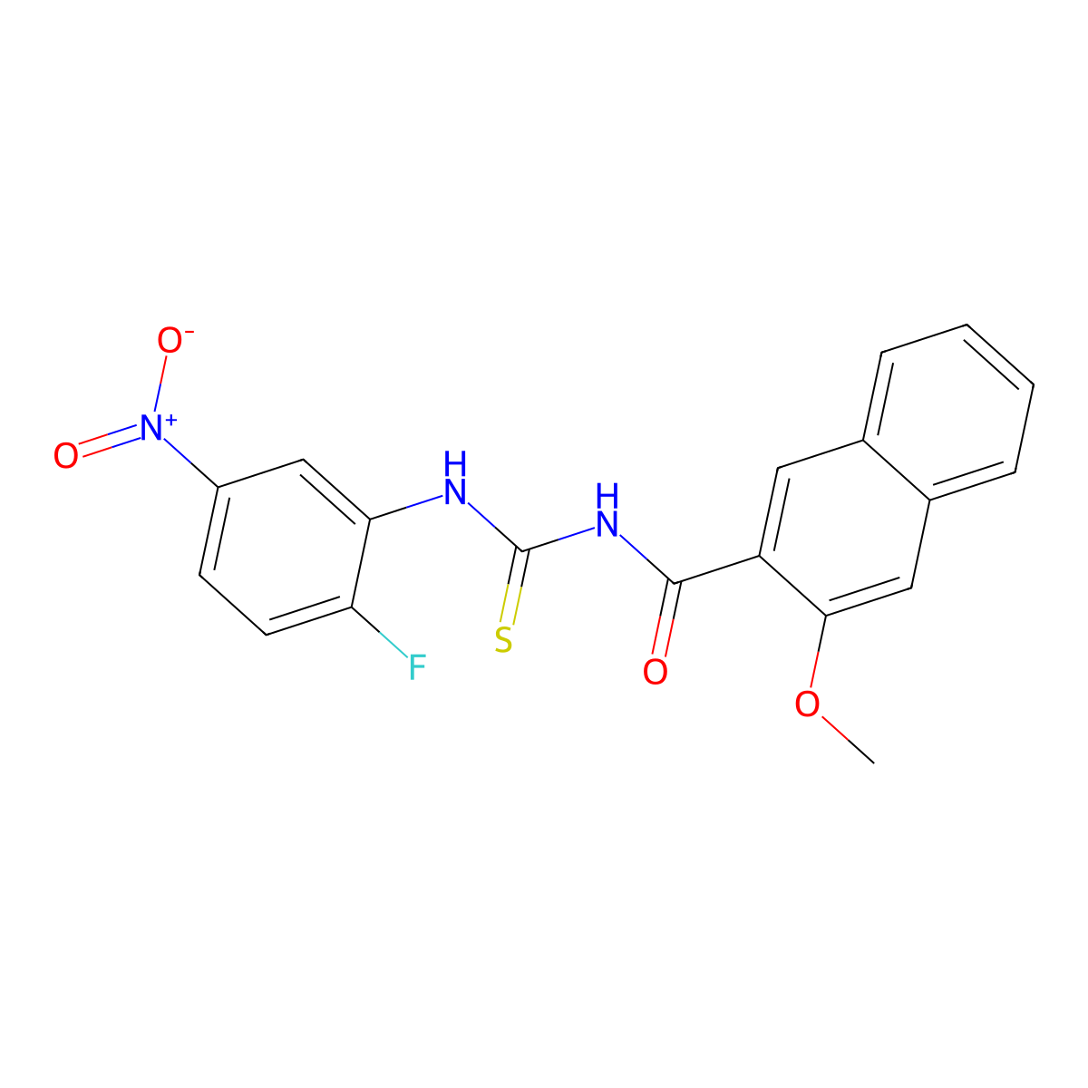 N-[(2-fluoro-5-nitrophenyl)carbamothioyl]-3-methoxynaphthalene-2-carboxamide molecular structure, CAS 364625-94-5