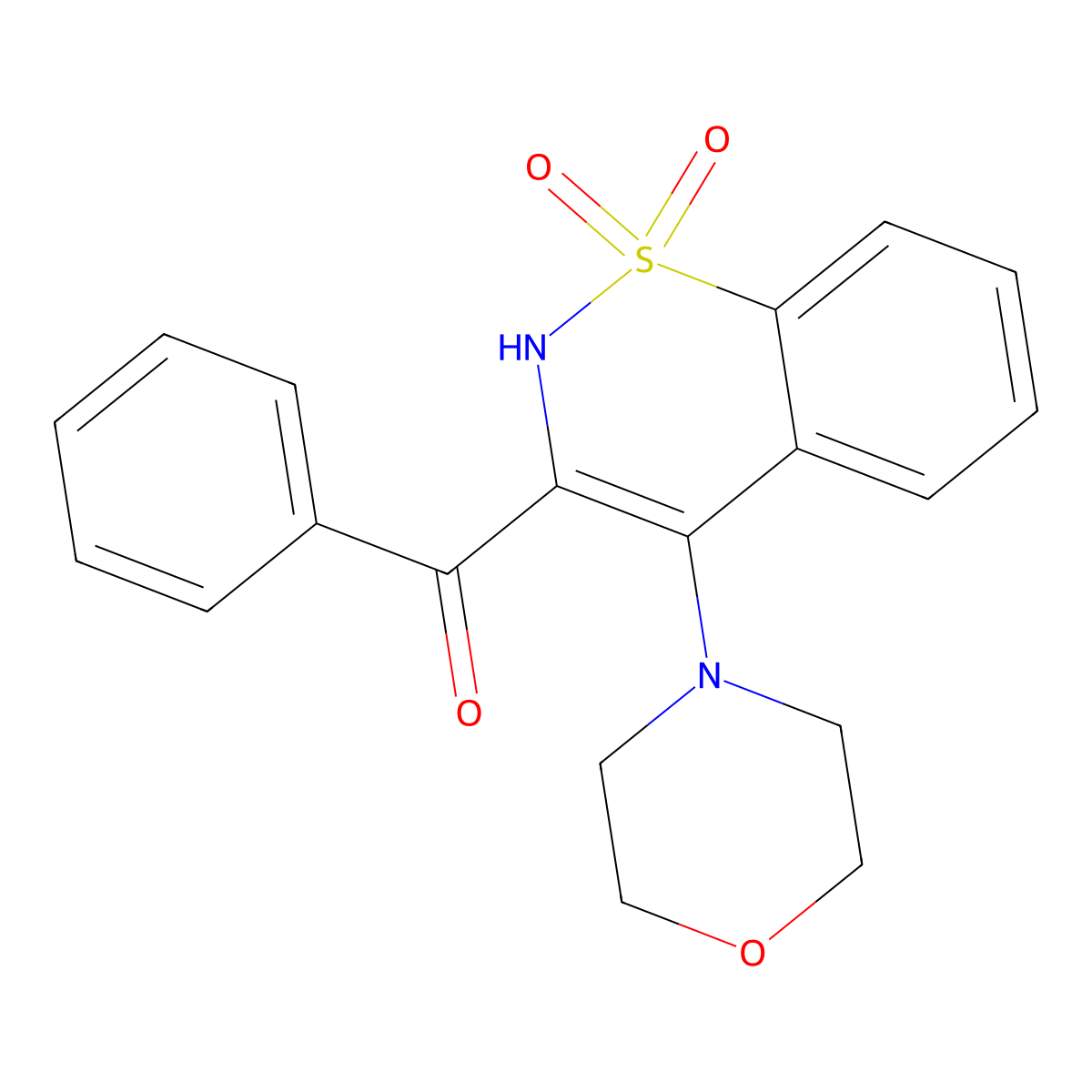 [4-(morpholin-4-yl)-1,1-dioxido-2H-1,2-benzothiazin-3-yl](phenyl)methanone molecular structure, CAS 364625-98-9