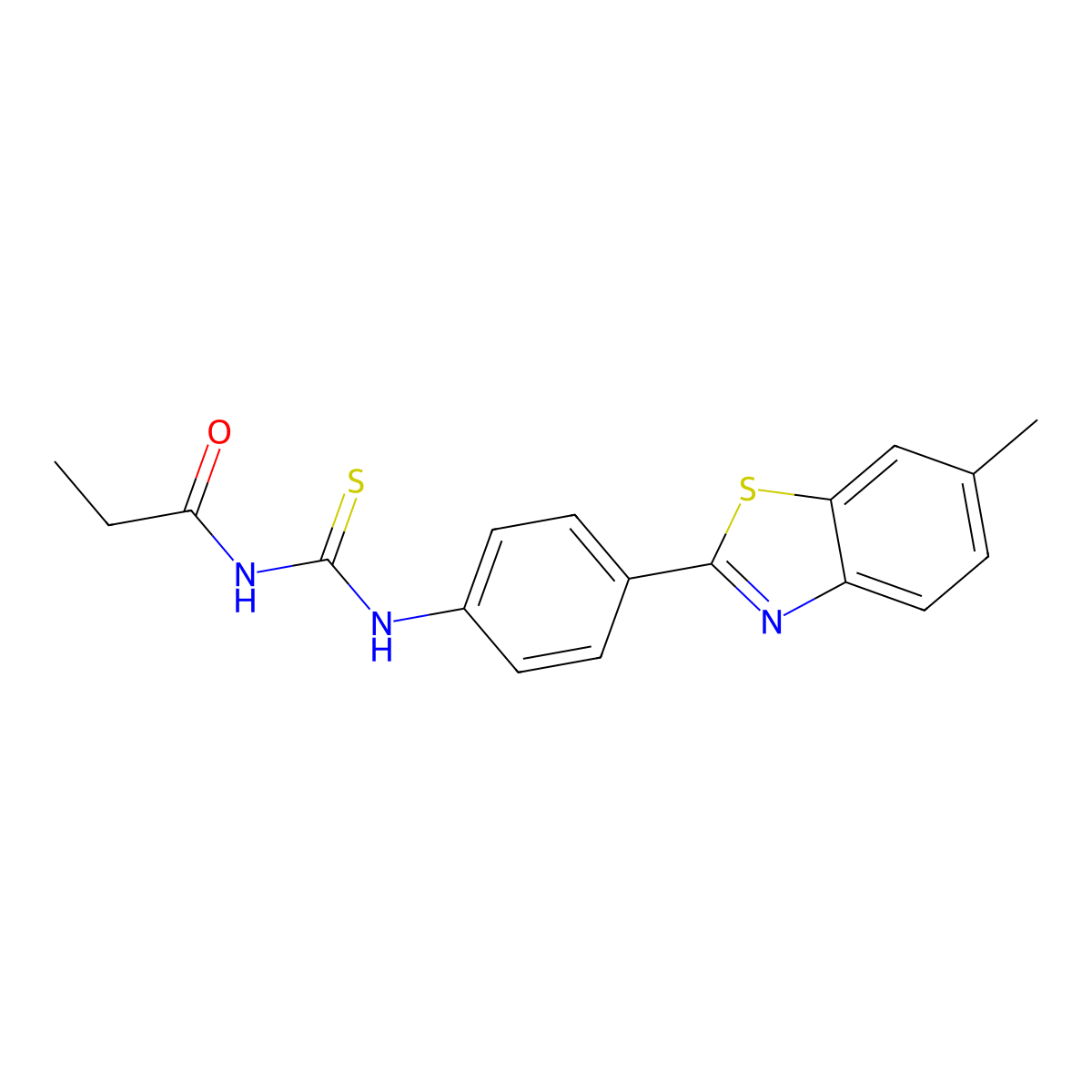 N-[[4-(6-methyl-1,3-benzothiazol-2-yl)phenyl]carbamothioyl]propanamide molecular structure, CAS 364626-10-8