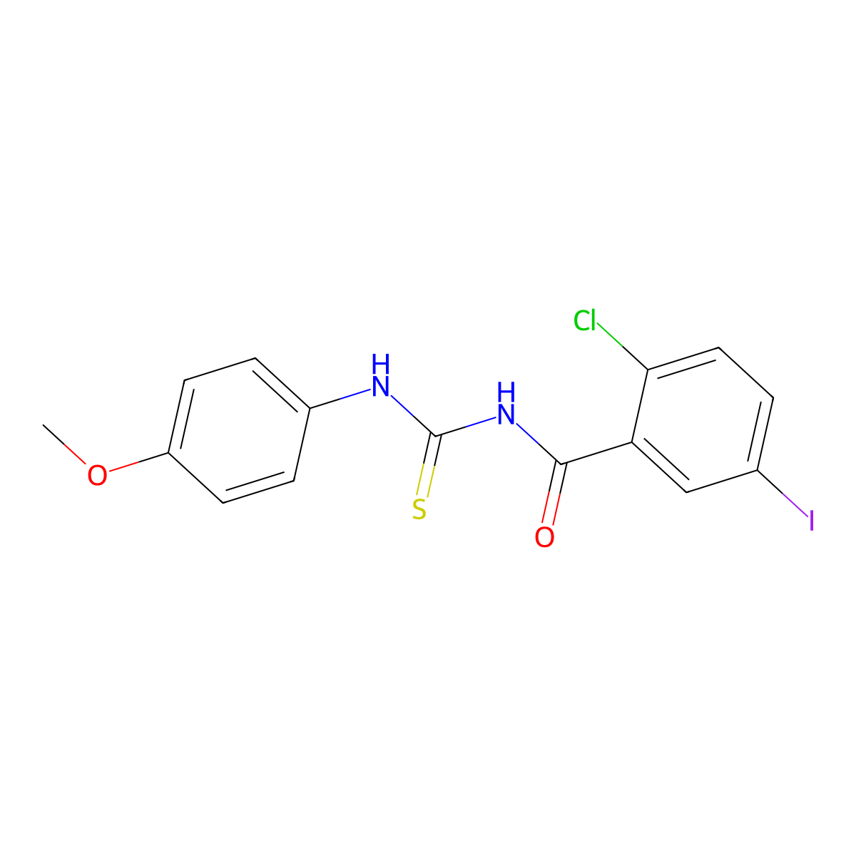 2-chloro-5-iodo-N-[(4-methoxyphenyl)carbamothioyl]benzamide molecular structure, CAS 364626-23-3