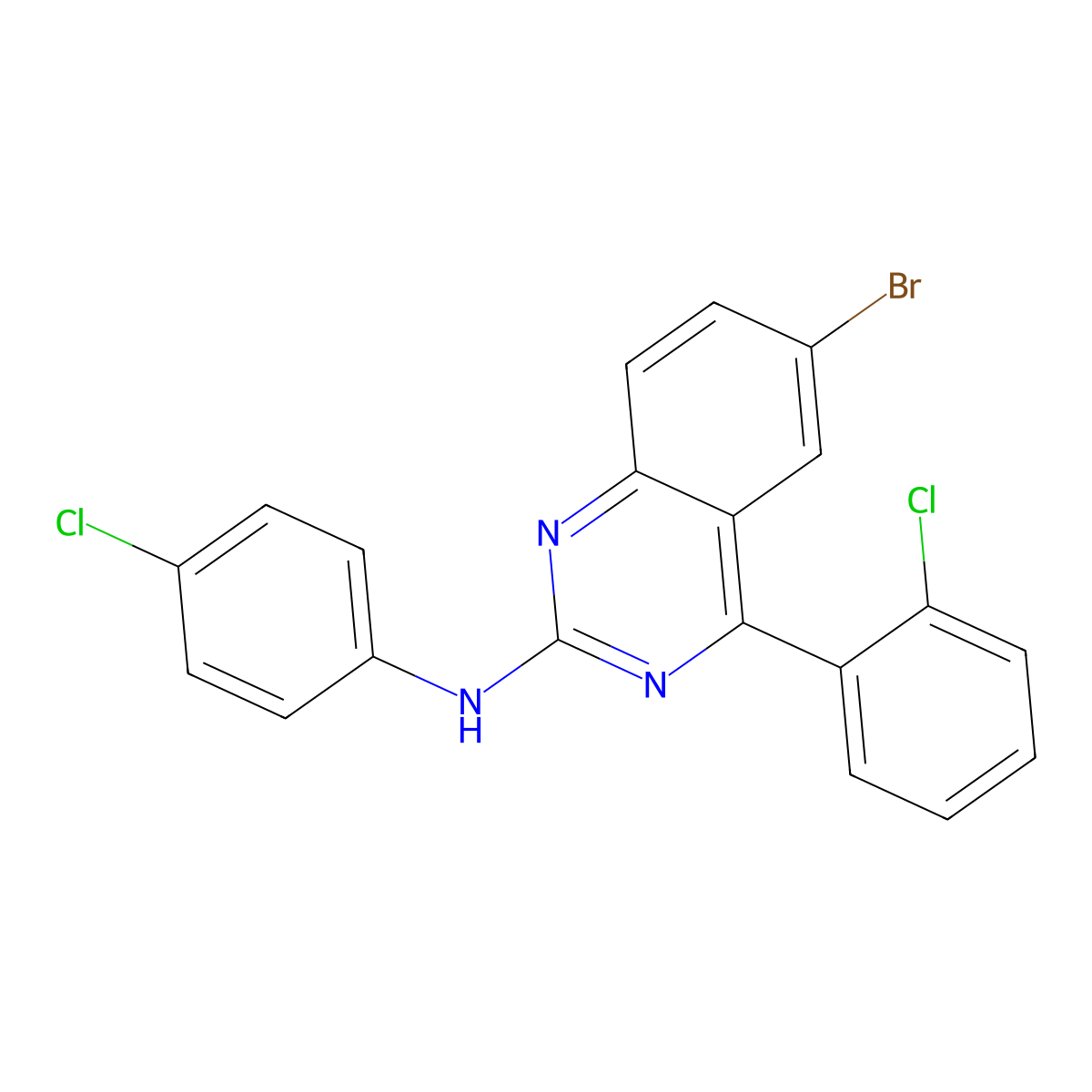 6-bromo-4-(2-chlorophenyl)-N-(4-chlorophenyl)quinazolin-2-amine molecular structure, CAS 364626-43-7