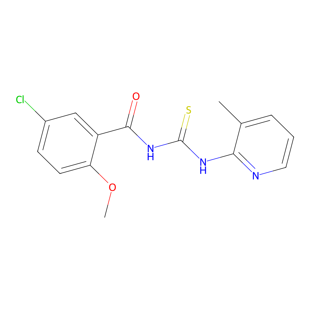 5-chloro-2-methoxy-N-[(3-methylpyridin-2-yl)carbamothioyl]benzamide molecular structure, CAS 364626-45-9