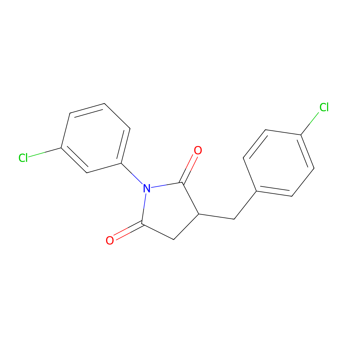 1-(3-Chlorophenyl)-3-[(4-chlorophenyl)methyl]pyrrolidine-2,5-dione molecular structure, CAS 364626-84-6