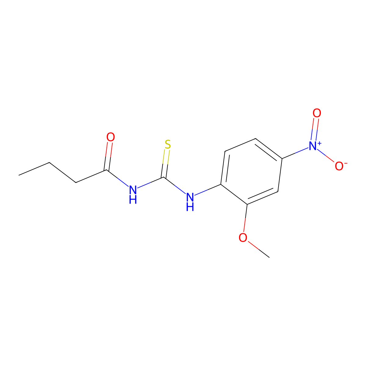 N-[(2-methoxy-4-nitrophenyl)carbamothioyl]butanamide molecular structure, CAS 364627-00-9