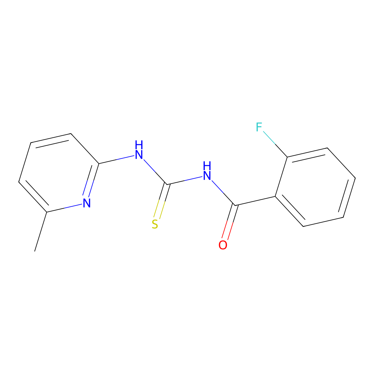 2-fluoro-N-[(6-methylpyridin-2-yl)carbamothioyl]benzamide molecular structure, CAS 364627-06-5