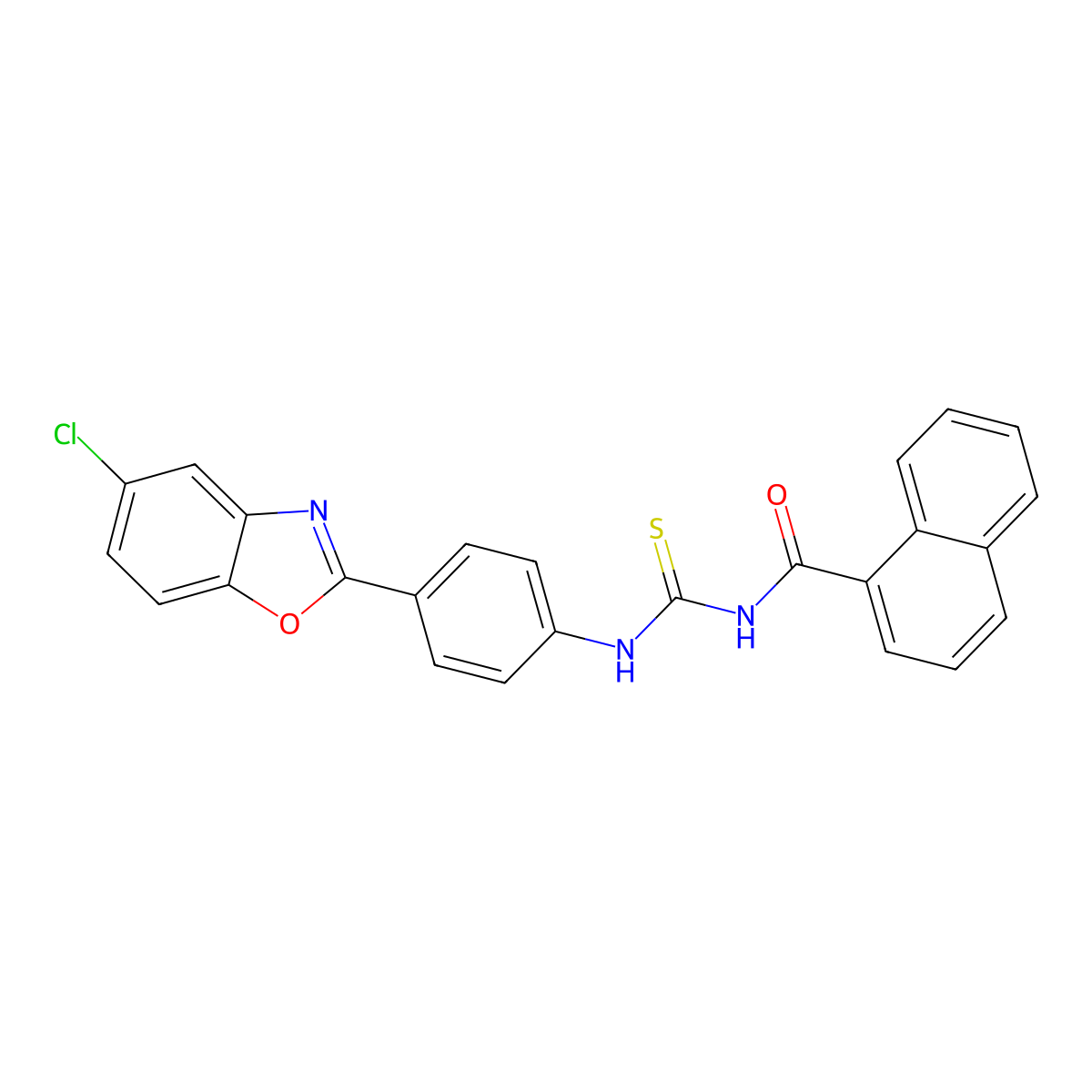 N-[[4-(5-chloro-1,3-benzoxazol-2-yl)phenyl]carbamothioyl]naphthalene-1-carboxamide molecular structure, CAS 364627-31-6