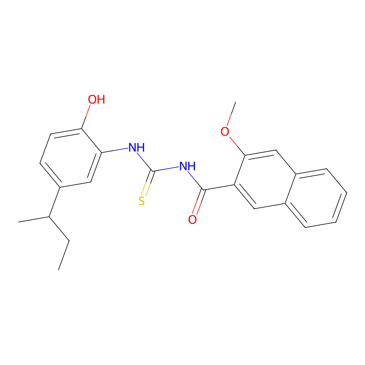 N-{[5-(butan-2-yl)-2-hydroxyphenyl]carbamothioyl}-3-methoxynaphthalene-2-carboxamide molecular structure, CAS 364627-43-0