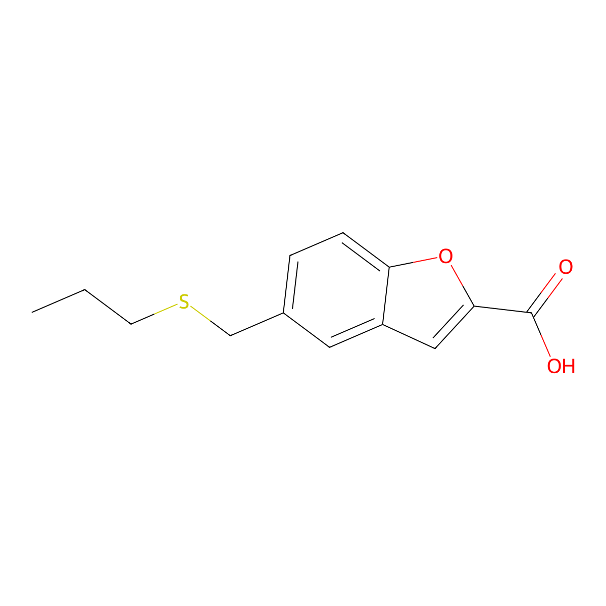 5-[(Propylsulfanyl)methyl]-1-benzofuran-2-carboxylic acid molecular structure, CAS 364627-44-1