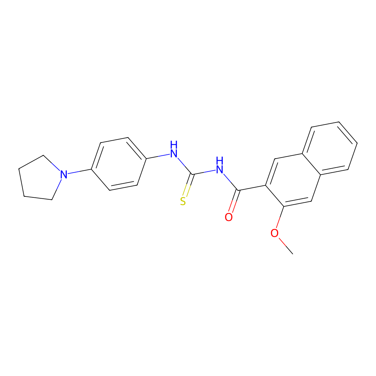 3-methoxy-N-[(4-pyrrolidin-1-ylphenyl)carbamothioyl]naphthalene-2-carboxamide molecular structure, CAS 364627-45-2