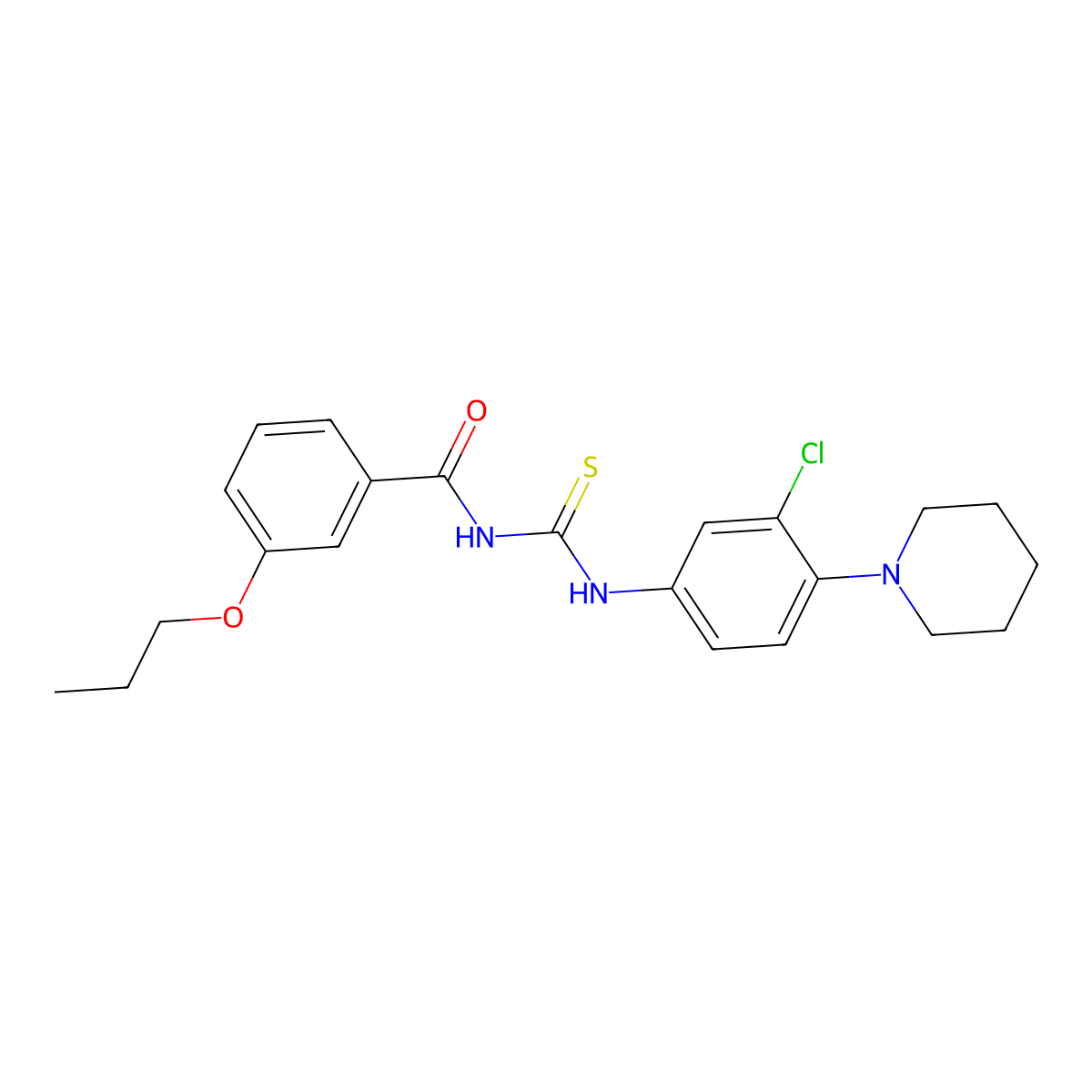 N-[(3-chloro-4-piperidin-1-ylphenyl)carbamothioyl]-3-propoxybenzamide molecular structure, CAS 364627-53-2
