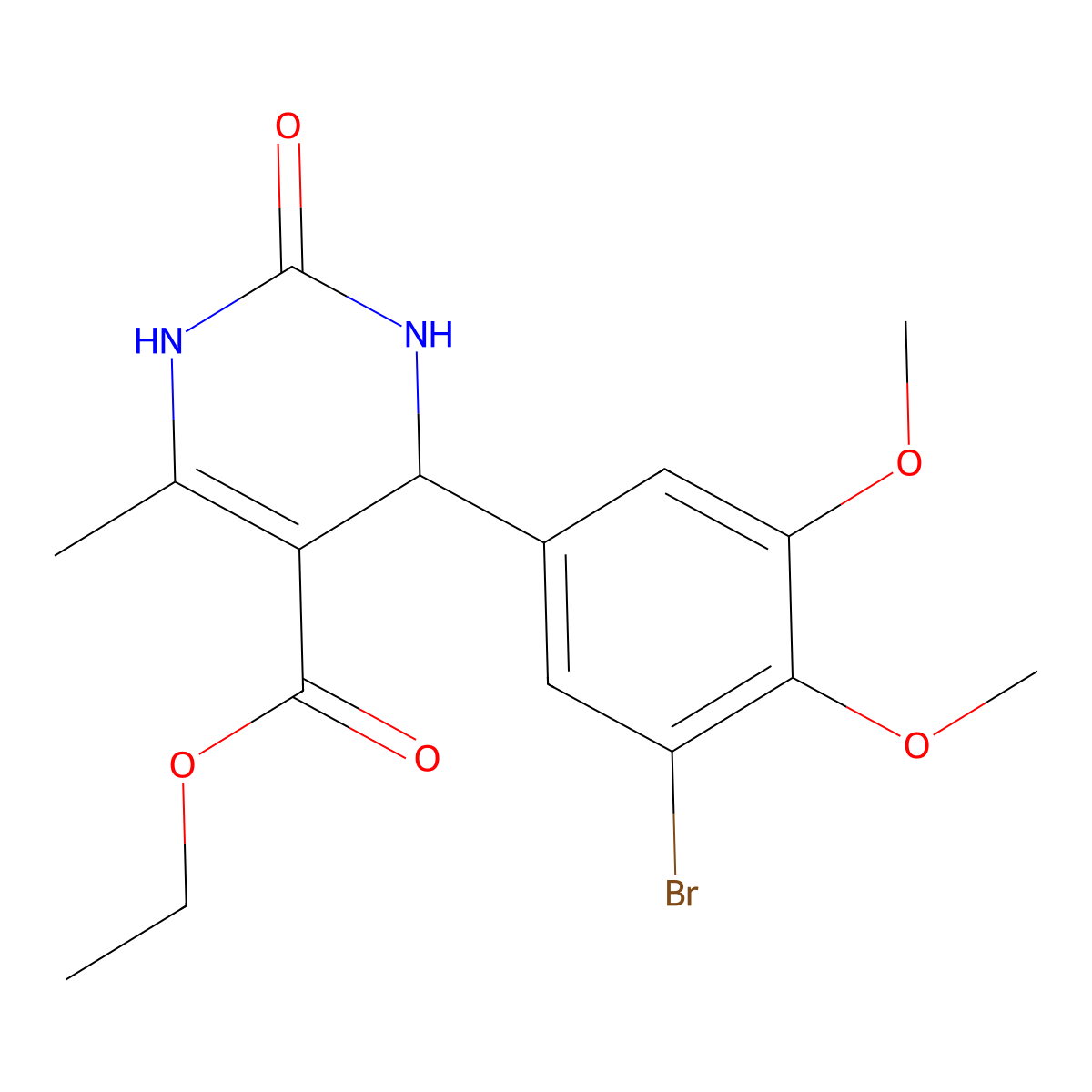 Ethyl 4-(3-bromo-4,5-dimethoxyphenyl)-6-methyl-2-oxo-1,2,3,4-tetrahydropyrimidine-5-carboxylate molecular structure, CAS 364627-61-2