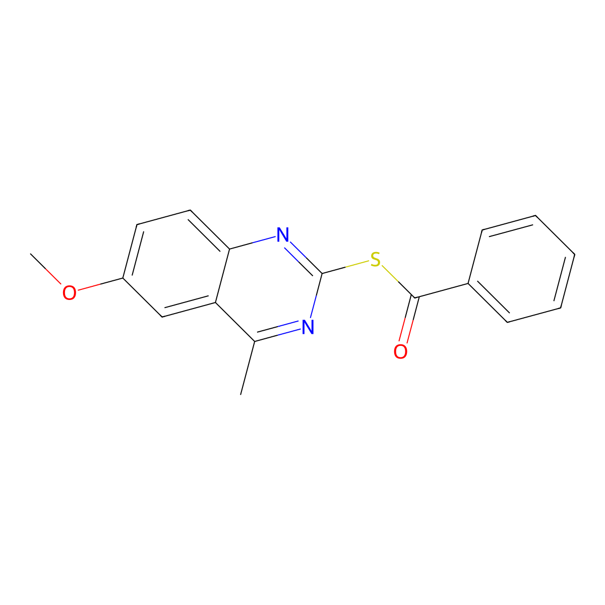 S-(6-methoxy-4-methylquinazolin-2-yl) benzenecarbothioate molecular structure, CAS 364628-13-7