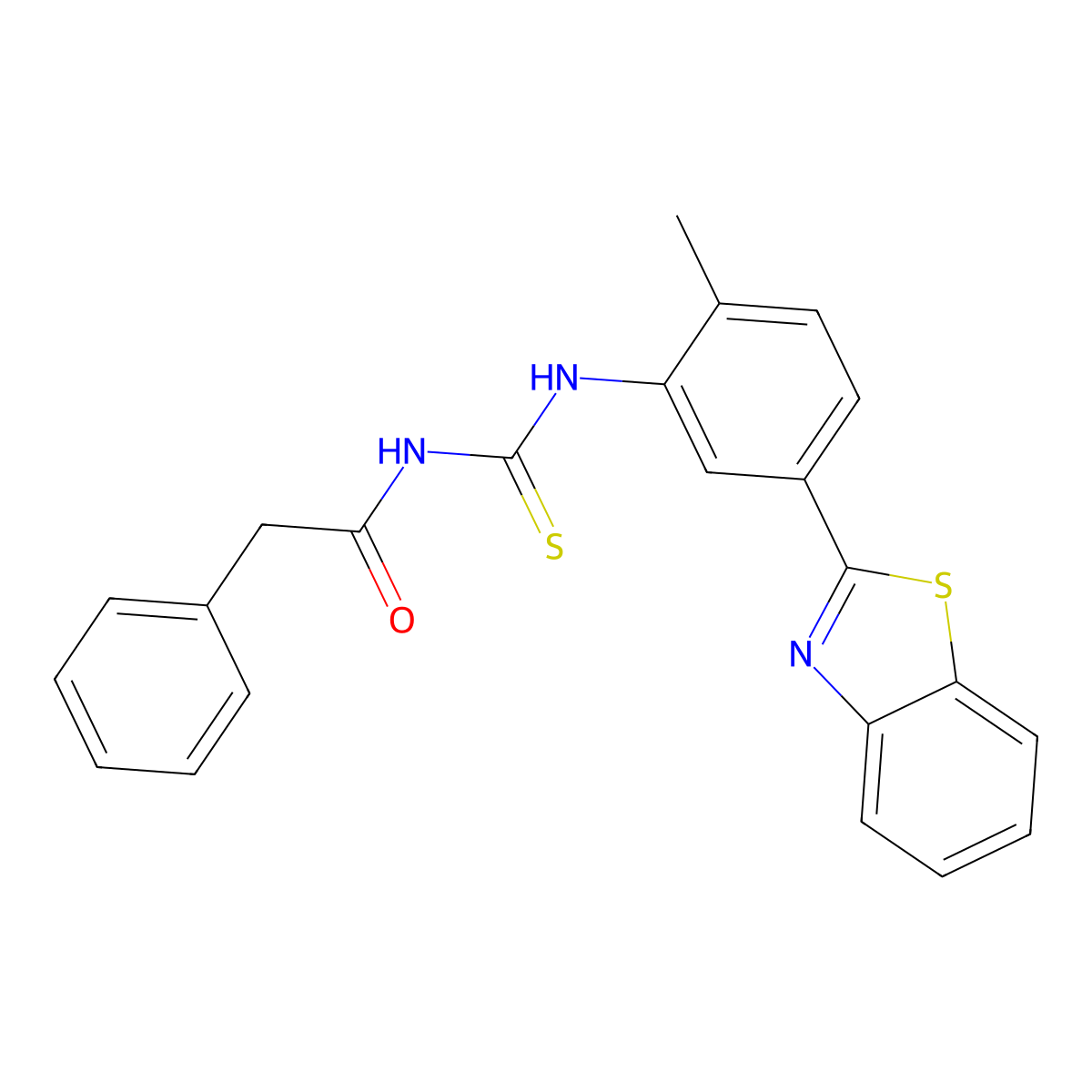 N-[[5-(1,3-benzothiazol-2-yl)-2-methylphenyl]carbamothioyl]-2-phenylacetamide molecular structure, CAS 364628-23-9