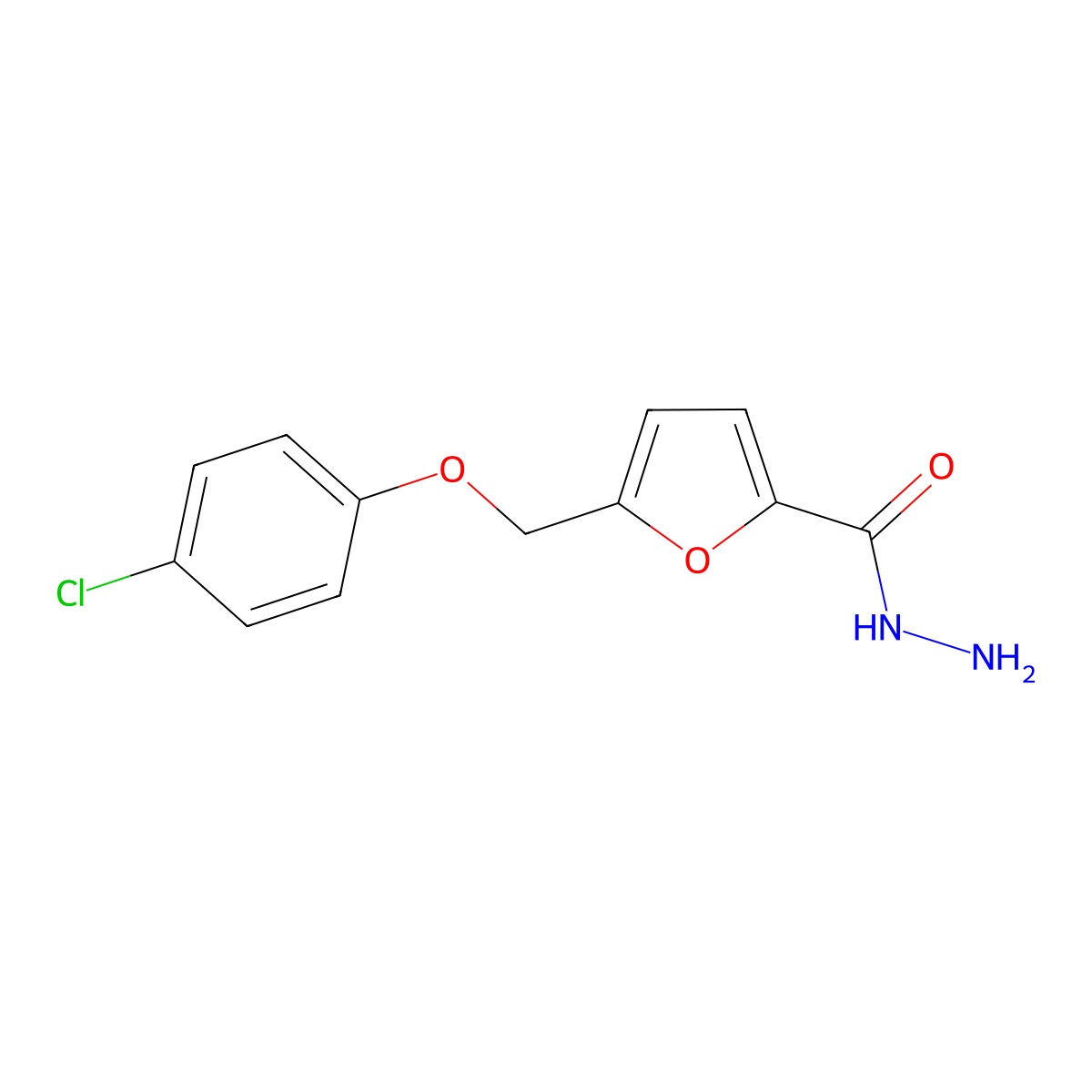 5-[(4-Chlorophenoxy)methyl]furan-2-carbohydrazide molecular structure, CAS 364628-38-6