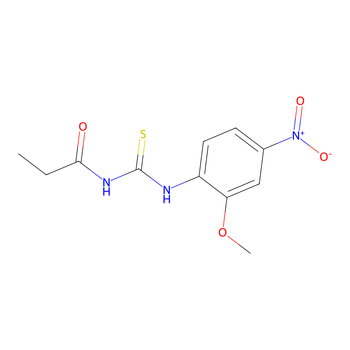 N-[(2-methoxy-4-nitrophenyl)carbamothioyl]propanamide molecular structure, CAS 364628-47-7