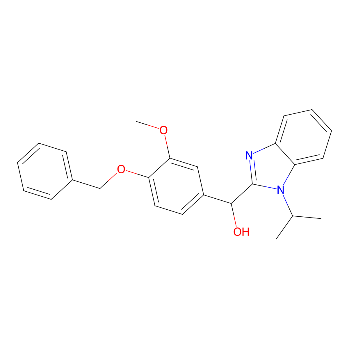 (3-Methoxy-4-phenylmethoxyphenyl)-(1-propan-2-ylbenzimidazol-2-yl)methanol molecular structure, CAS 364628-69-3