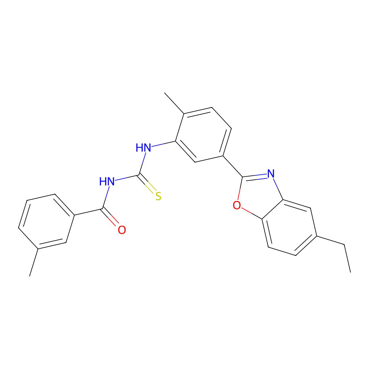N-[[5-(5-ethyl-1,3-benzoxazol-2-yl)-2-methylphenyl]carbamothioyl]-3-methylbenzamide molecular structure, CAS 364628-73-9