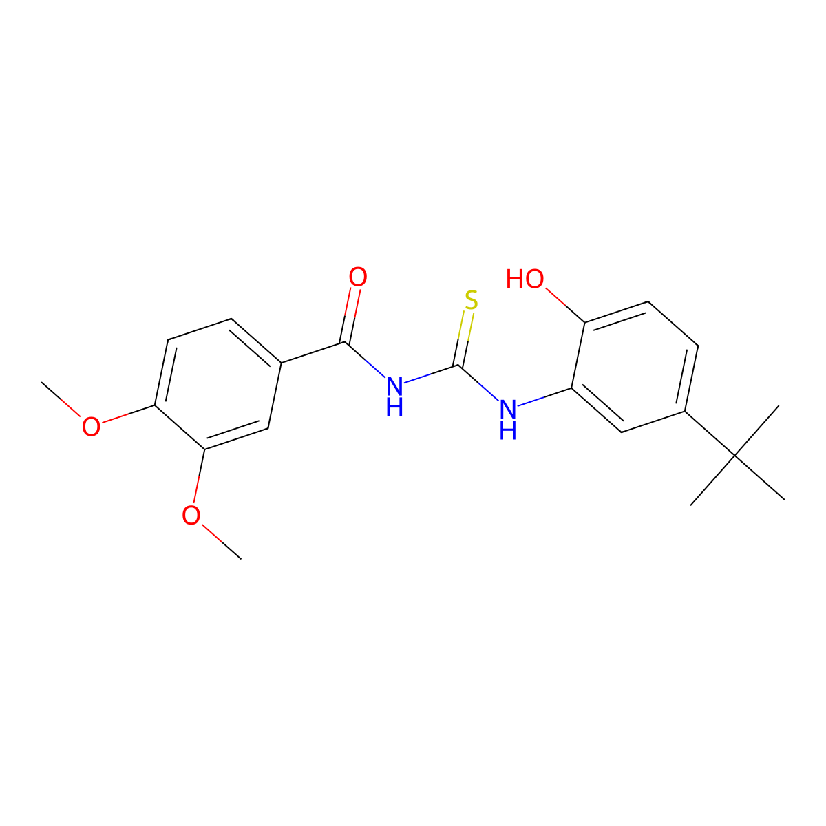N-[(5-tert-butyl-2-hydroxyphenyl)carbamothioyl]-3,4-dimethoxybenzamide molecular structure, CAS 364628-78-4