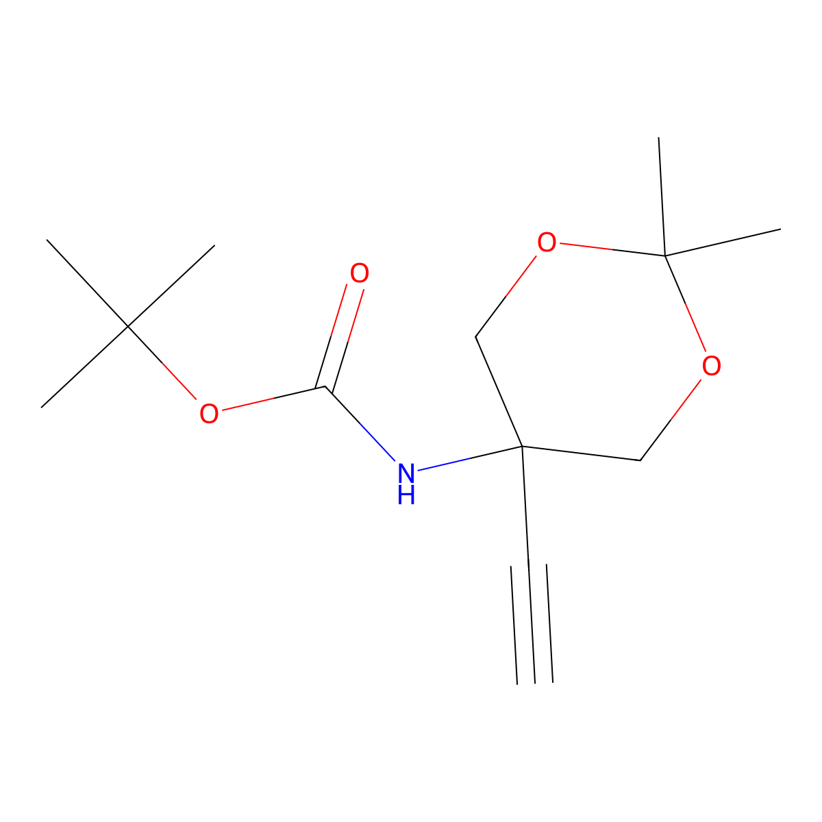 1,1-Dimethylethyl N-(5-ethynyl-2,2-dimethyl-1,3-dioxan-5-yl)carbamate molecular structure, CAS 364631-74-3